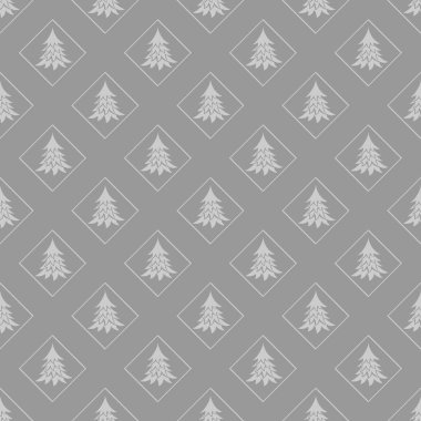 Noel ağaçları ile vektörsüz desen; ambalaj kağıdı ve tebrik kartları için.