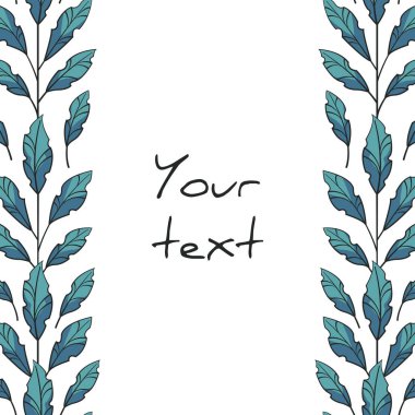 Tebrik kartları, davetiyeler, posterler, afişler için mavi yapraklı dikey yapraklar.