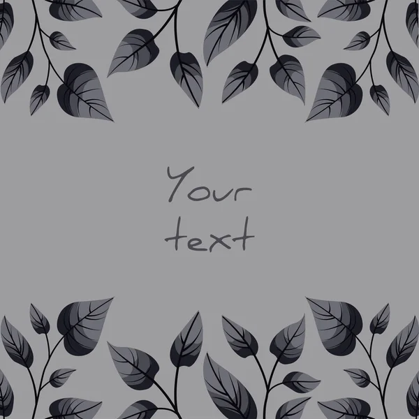 Kare yapraklı kartpostal; siyah ve gri yapraklı sınırlar; tebrik kartları, davetiyeler, posterler, afişler için dizayn. 