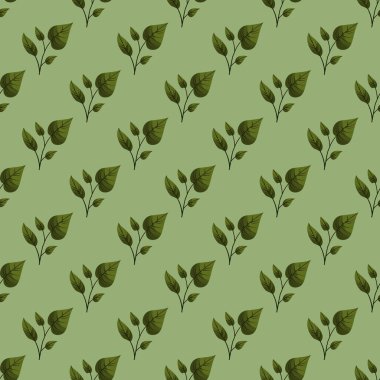 Yeşil dallı vektörsüz desen; ambalaj kağıdı, ambalaj, vs..