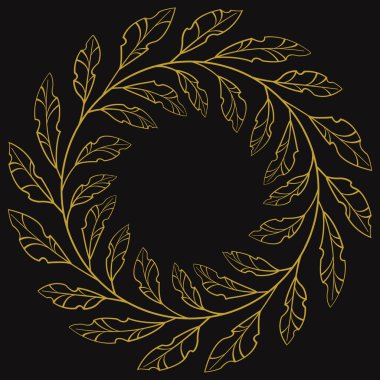 Soyut yapraklı siyah arkaplan; tebrik kartları, davetiyeler, posterler, afişler; vektör illüstrasyonu. 