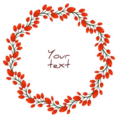 Vektör barberry çelengi; tebrik kartları, davetiyeler, posterler, afişler için böğürtlen çerçevesi.