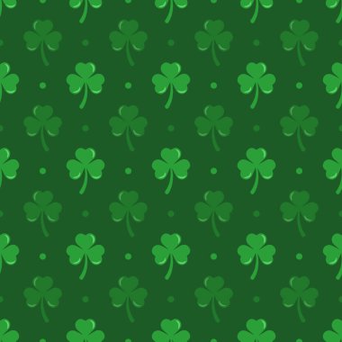 Yeşil renkte dört kuyruklu kuyruklu vektör deseni; ambalaj kağıdı, ambalaj, poster, pankart için Aziz Patricks Günü arkaplanı.