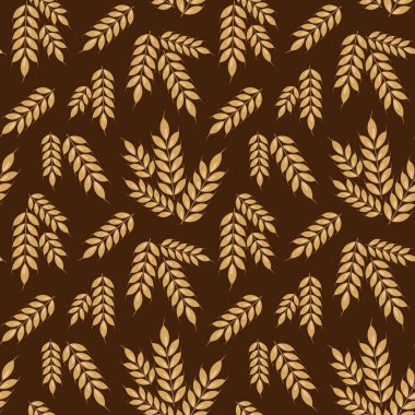 Buğday kulaklı vektörsüz desen; ambalaj kağıdı, ambalaj, kumaş, tekstil için.