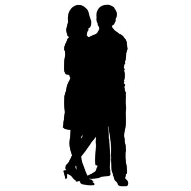 Romantik Çift beyaz bir arka plan üzerinde siluetleri