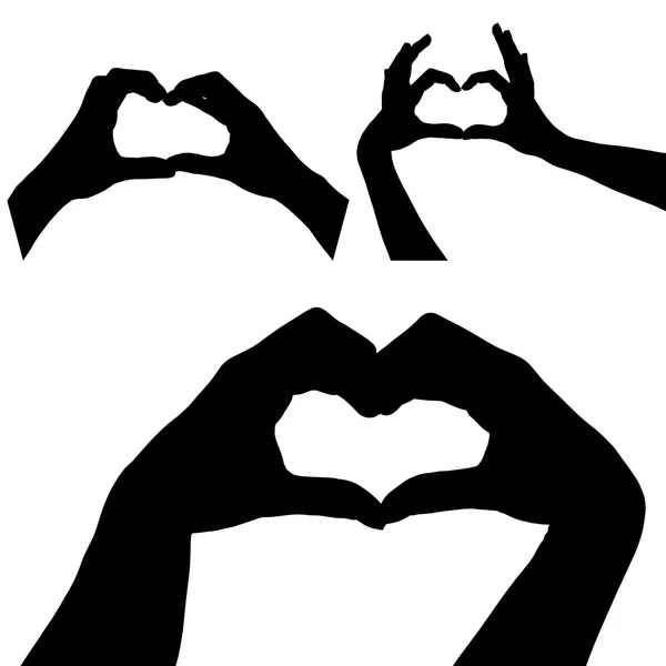 Heart hands silhouette — Stock Vector