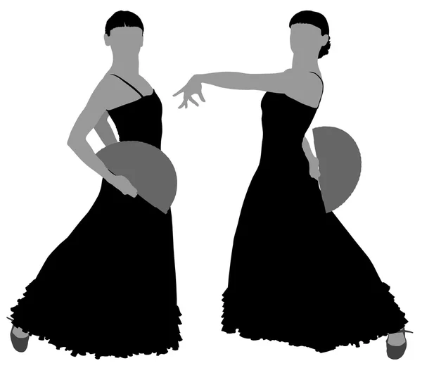 Dos siluetas de bailarina flamenca — Archivo Imágenes Vectoriales