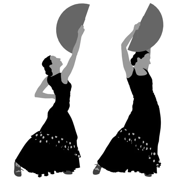 Dos siluetas de bailarina flamenca — Archivo Imágenes Vectoriales