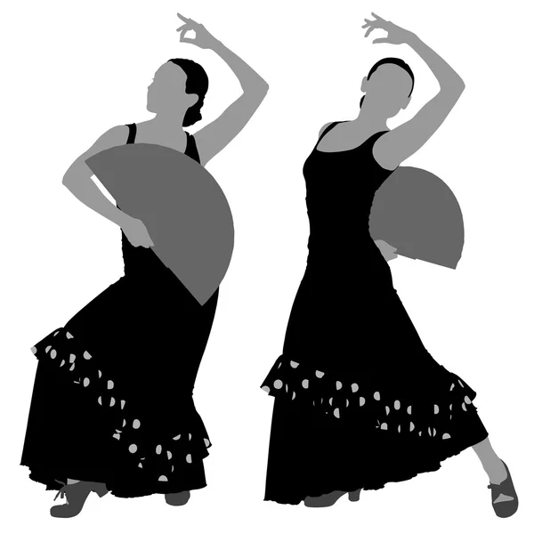 Zwei Silhouetten einer Flamencotänzerin — Stockvektor