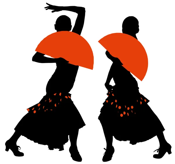 Dwie sylwetki kobiece kobieta tancerz — Wektor stockowy
