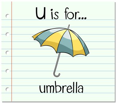 Flashcard U şemsiye için harftir