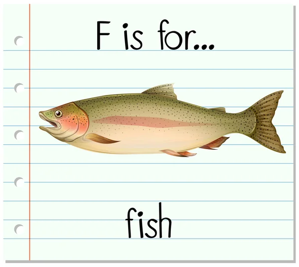 Flashcard letra F é para peixes — Vetor de Stock