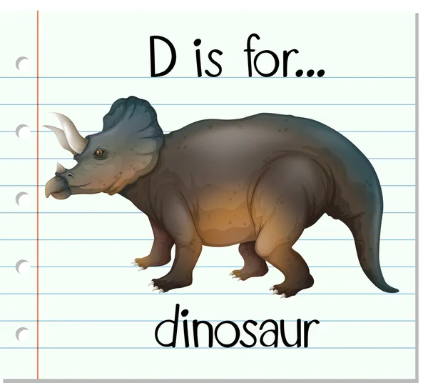 Flashcard letter D is voor dinosaurus — Stockvector