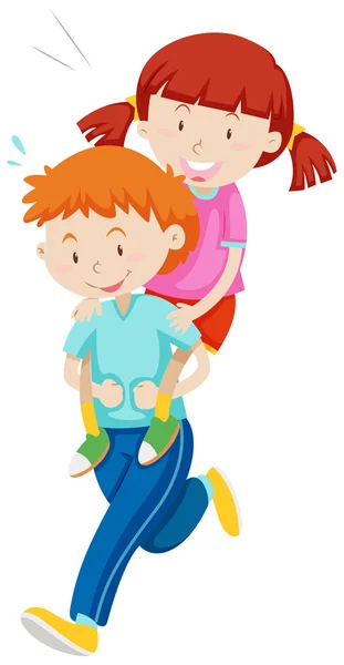 Bambini che giocano a piggy back ride — Vettoriale Stock