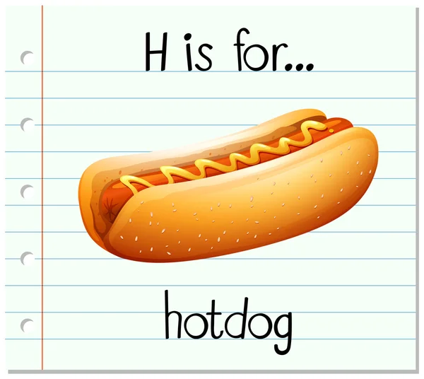 Flashcard letter H is for hotdog — Stock Vector