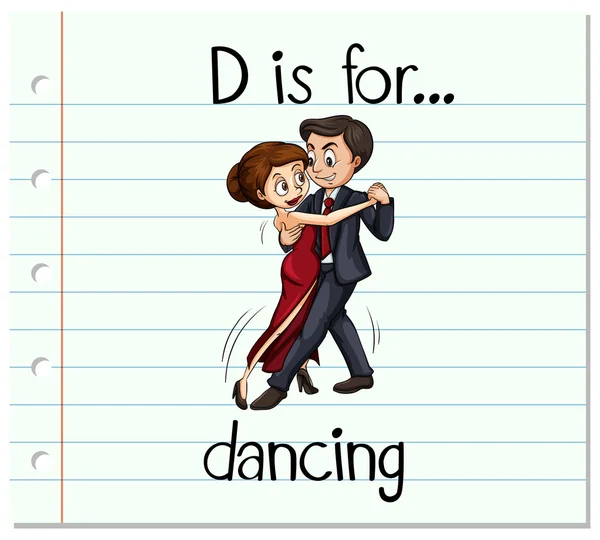 La letra D de Flashcard es para bailar — Archivo Imágenes Vectoriales