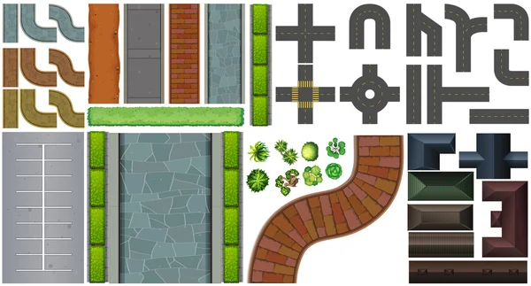 Design diverso di strade e tetti — Vettoriale Stock