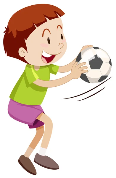 Niño jugando con la pelota — Vector de stock