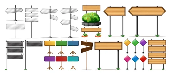 Houten en metalen borden — Stockvector