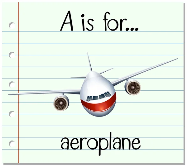 La letra A de la tarjeta es para el avión — Archivo Imágenes Vectoriales