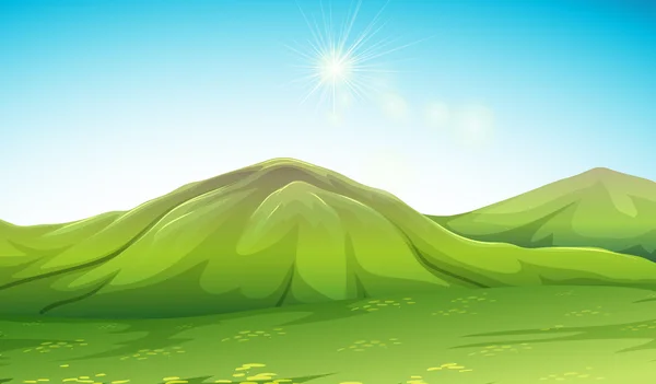 Nature scene with green mountain — Stock Vector