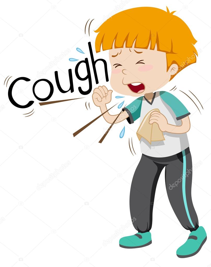 Sick boy coughing hard