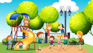 Children playing in the public park clipart
