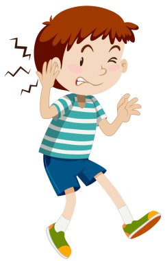 Boy hurting his ear clipart