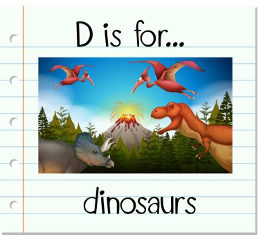 Flashcard letter D is for dinosaurs clipart