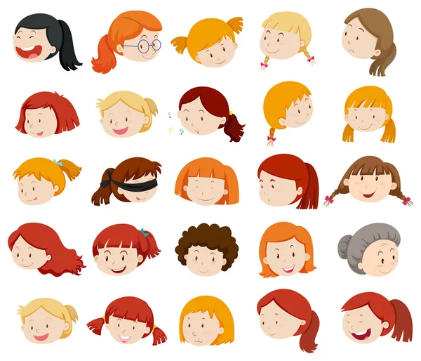 Girls and women faces — Stock Vector