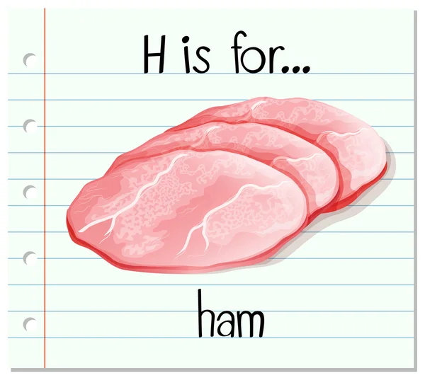 Flashcard letter H is voor ham — Stockvector