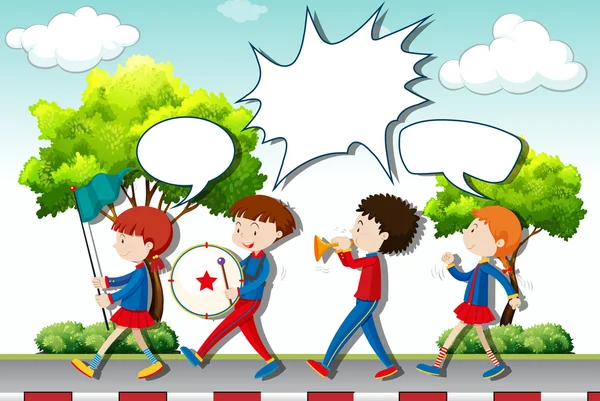 Enfants jouant de la musique dans le groupe — Image vectorielle