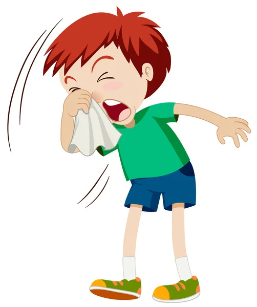Pequeño niño estornudando duro — Archivo Imágenes Vectoriales