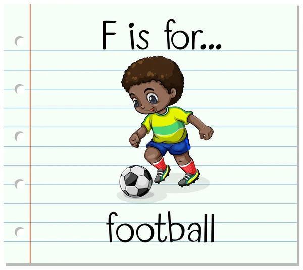 Flashcard letra F es para el fútbol — Vector de stock