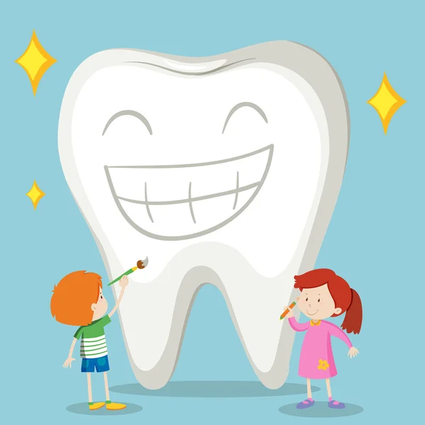 Children and clean tooth — Stock Vector