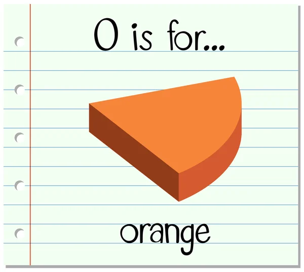 抽认卡字母 o 是橙 — 图库矢量图片