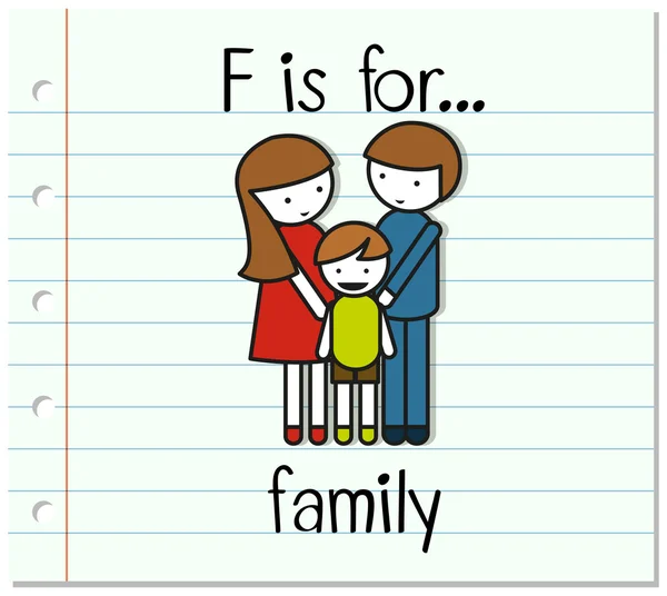 Flashcard letra F é para a família — Vetor de Stock