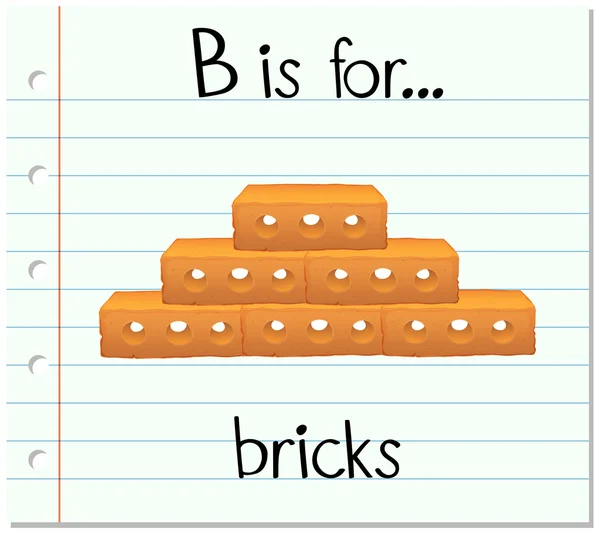 Flashcard lettre B est pour les briques — Image vectorielle