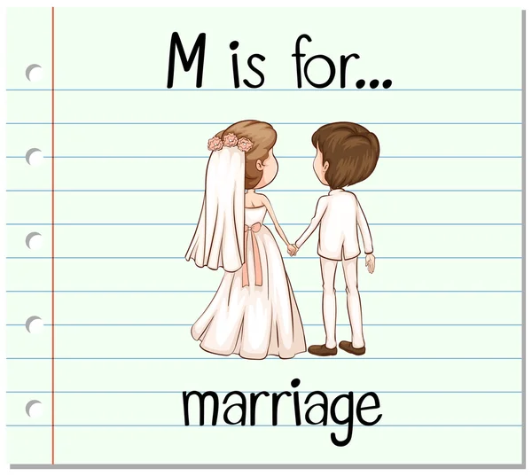 Είναι flashcard γράμμα Μ για το γάμο — Διανυσματικό Αρχείο