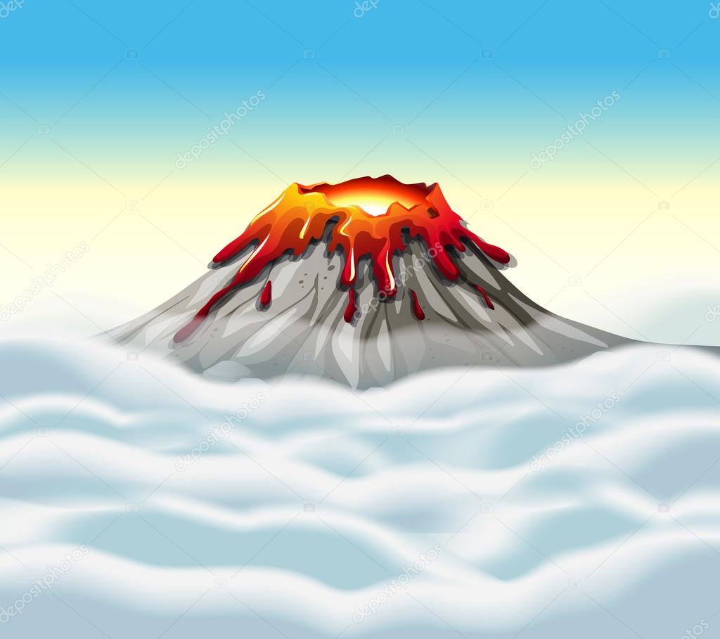 Volcano peak in the sky