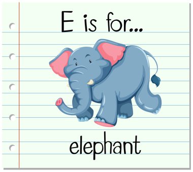 Flashcard E fil için harftir