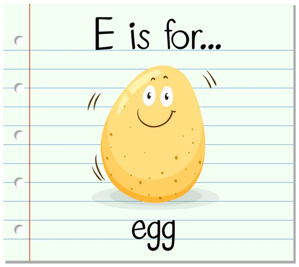 Flashcard letter E is voor ei — Stockvector