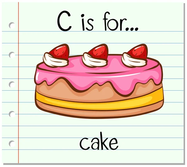 Flashcard bokstaven C är för kaka — Stock vektor