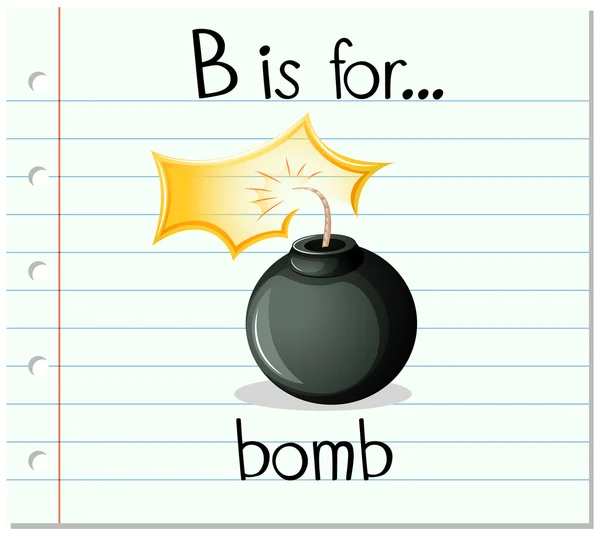 Flashcard bokstaven B är för bomb — Stock vektor