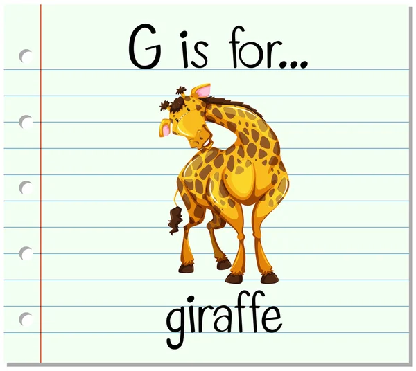 Flashcard letter G is voor giraffe — Stockvector