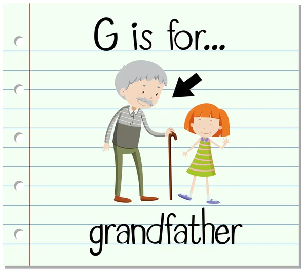 Karteikartenbuchstabe g ist für Großvater — Stockvektor