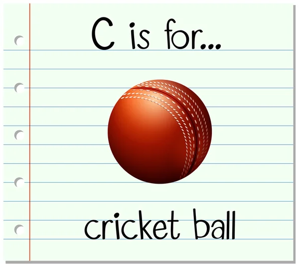 Flashcard letra C é para bola de críquete — Vetor de Stock