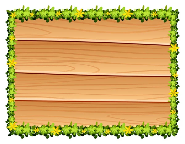 Houten plank met bloemen decoratie — Stockvector