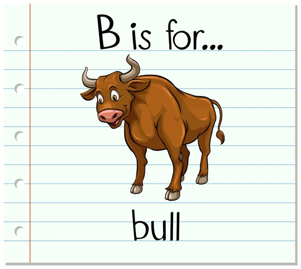 Flashcard bokstaven B är för bull — Stock vektor