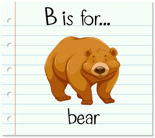 Flashcard letter B is for bear — Stock Vector